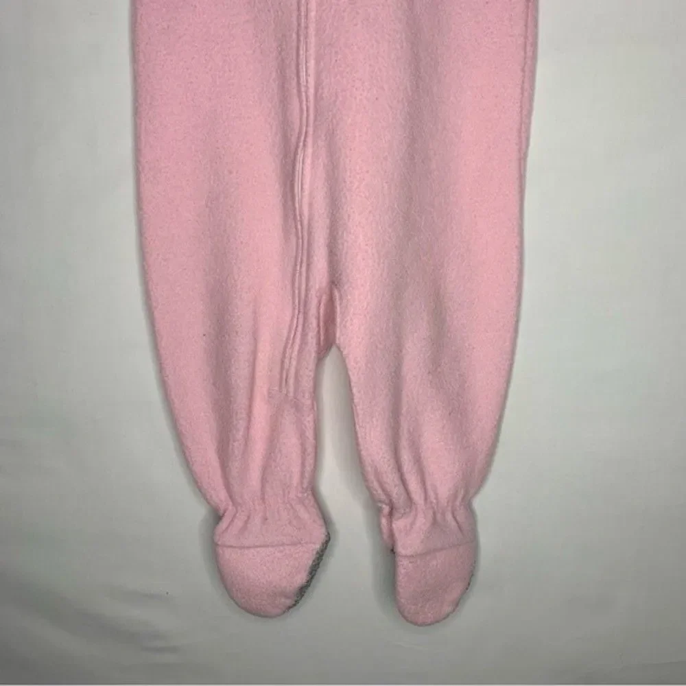 Vintage Carters Pink Full Zip One Piece Sleeper Footed Pajamas Teddy Embroidered